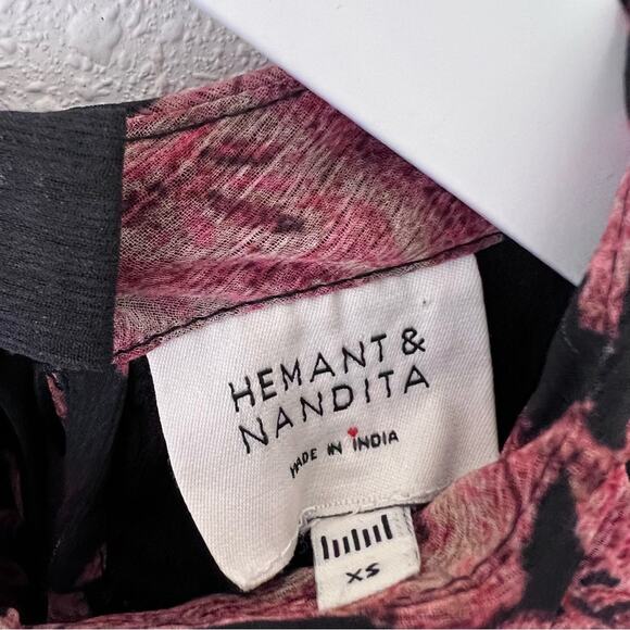 HEMANT & NANDITA Luana Pleated Long Dress in Chiffon Size XS - Picture 4 of 9